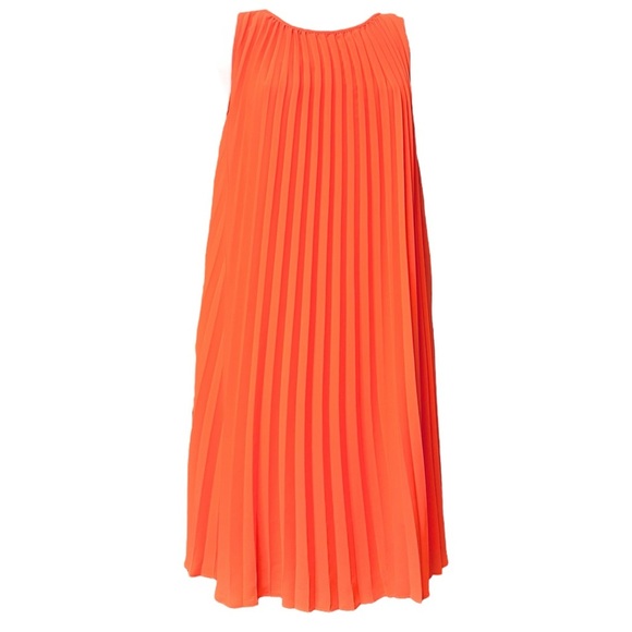 NWT Banana Republic 4 Colorful Orange Sleeveless Pleated Summer Dress Party - Picture 2 of 10